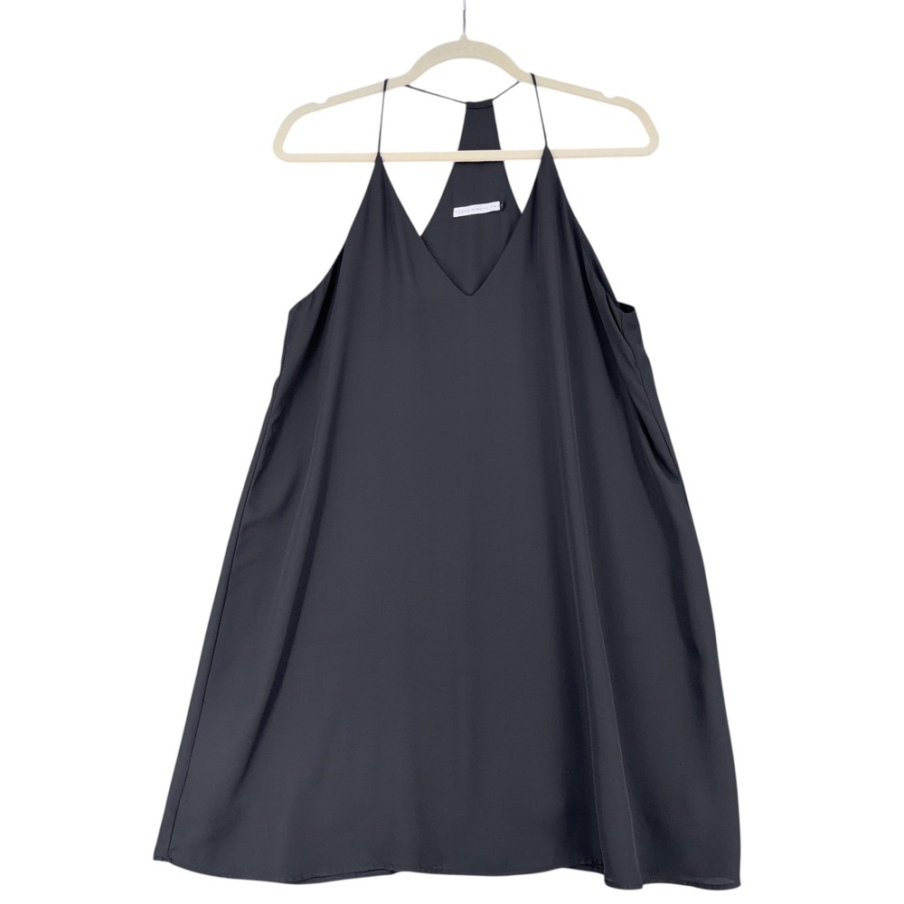 THREE EIGHTY TWO Black V Neck Spaghetti Strap Swing Dress Women's M